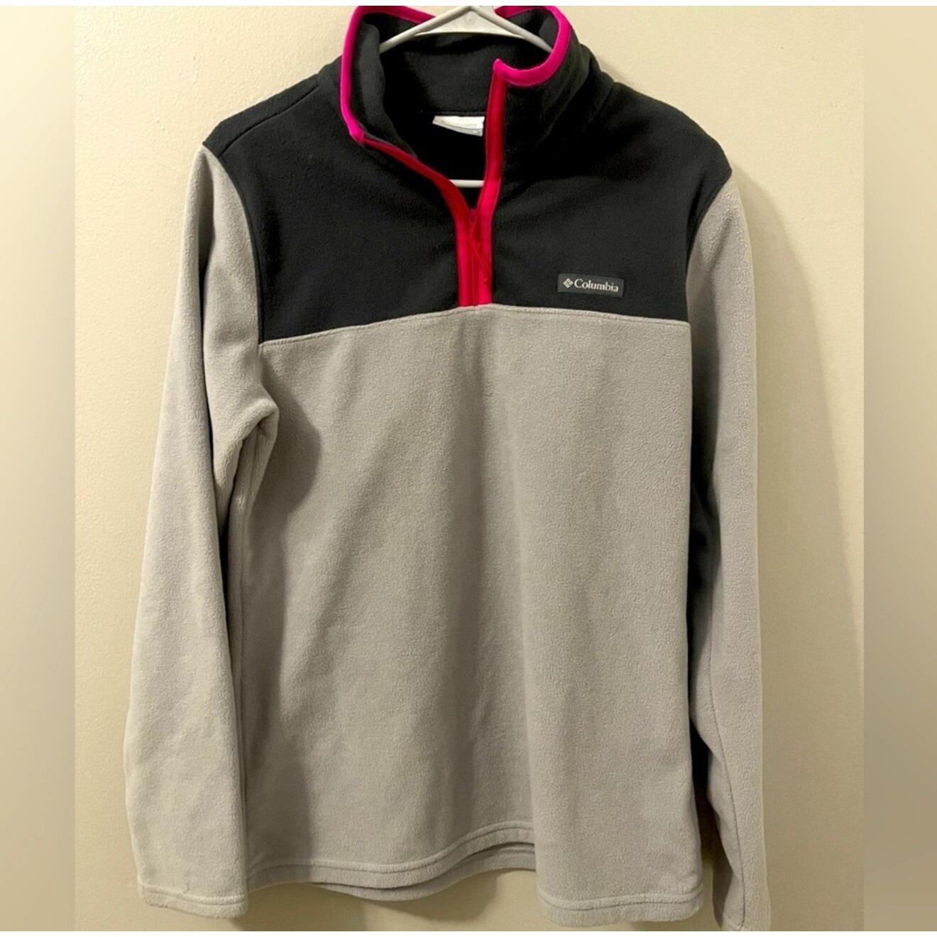 Columbia Women's Grey Colorblock Quarter Zip Fleece Pullover Sweatshirt Medium